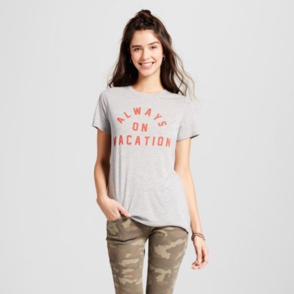 Always On Vacation Graphic T-Shirt Heather Gray